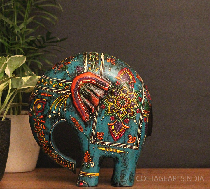 Wooden Elephant Oblique Design 8"