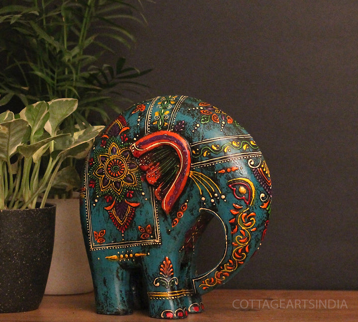 Wooden Elephant Oblique Design 8"