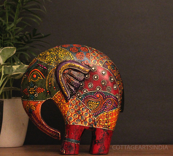 Wooden Elephant Oblique Design 8"