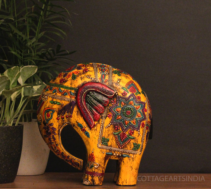 Wooden Elephant Oblique Design 8"