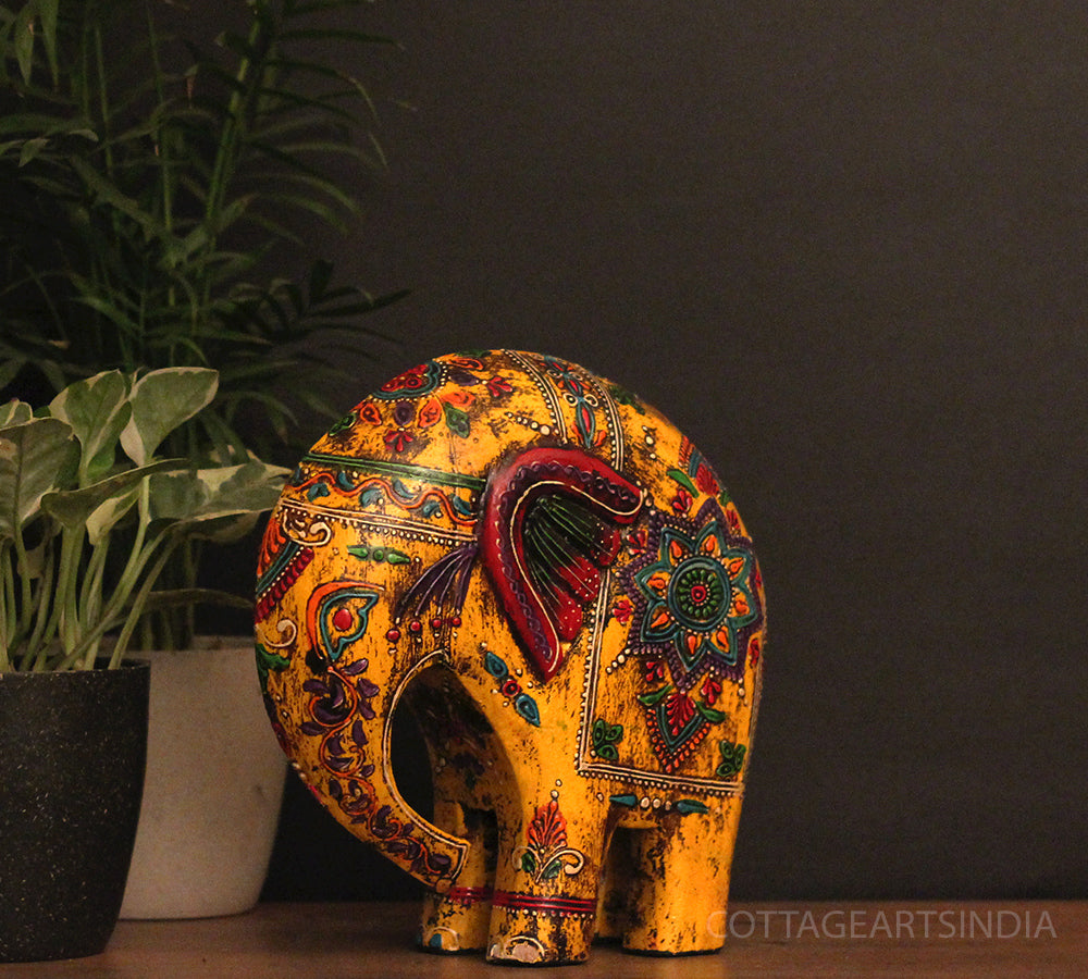 Wooden Elephant Oblique Design 8"