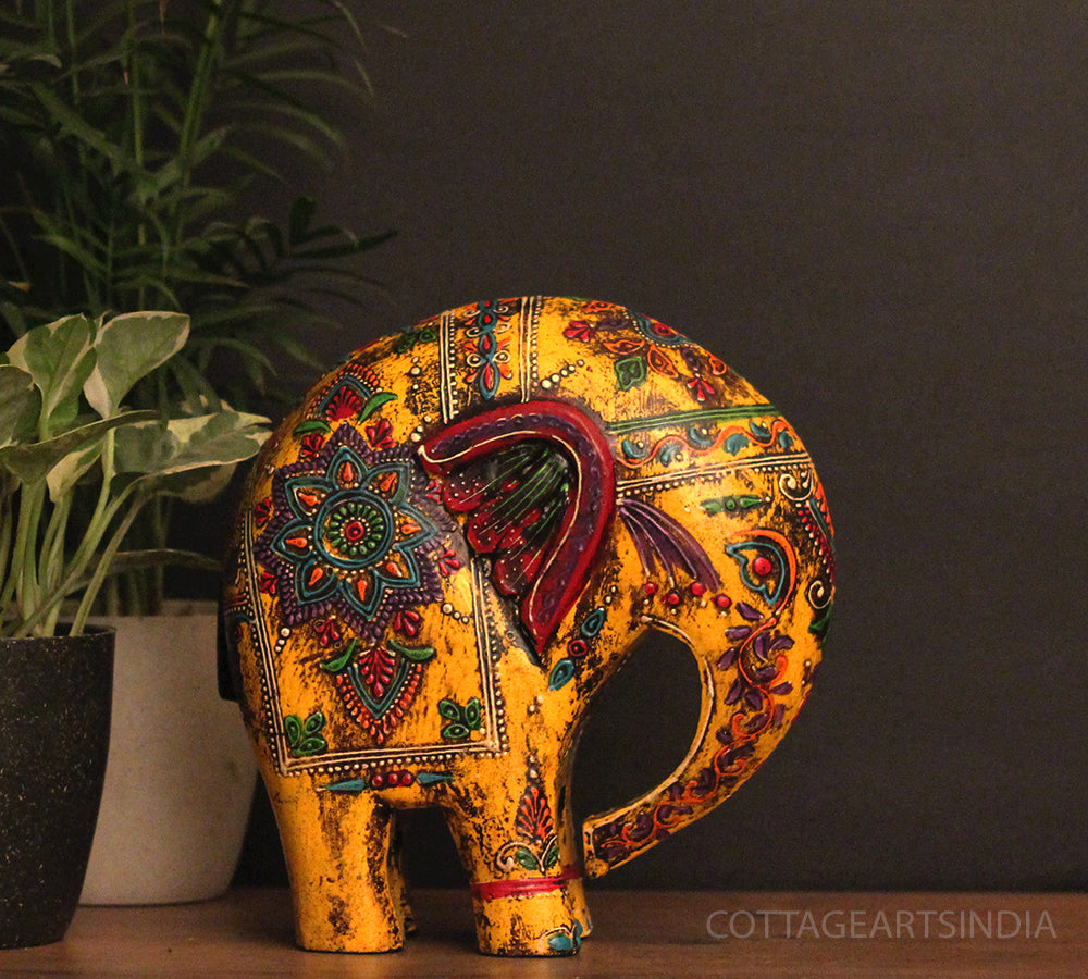 Wooden Elephant Oblique Design 8"