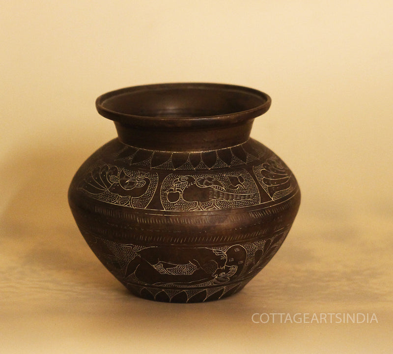 Brass Etching Vintage Pot