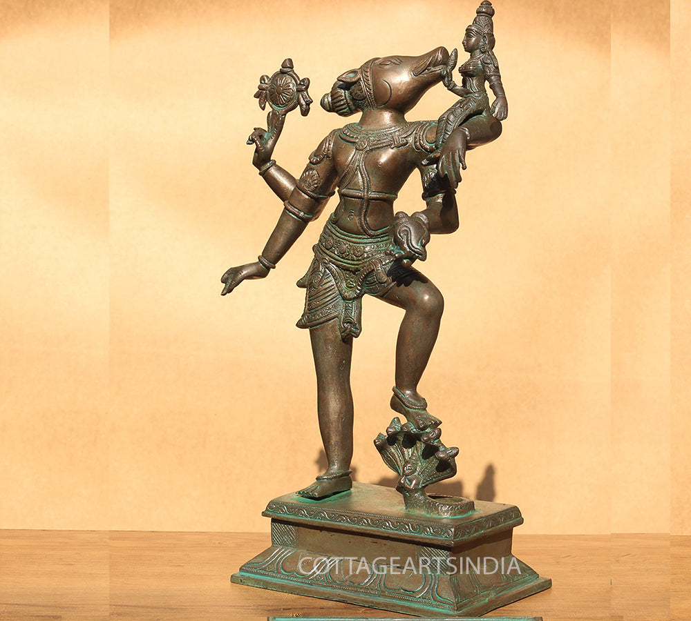 Brass with Bronze Finish Varaha and Bhudevi 17"