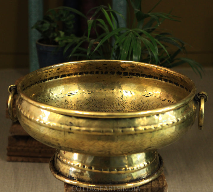 Brass Vintage Carved Planter