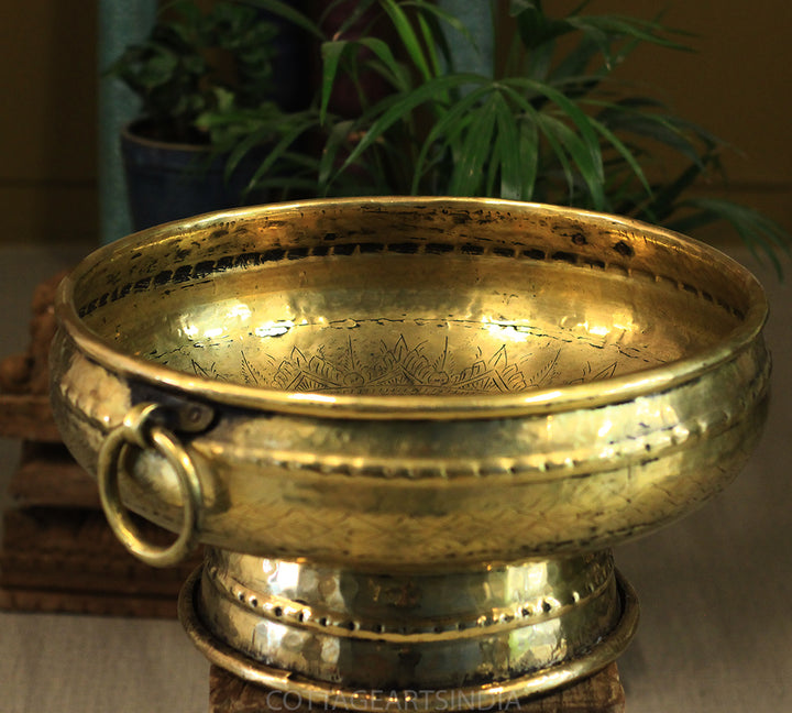 Brass Vintage Carved Planter