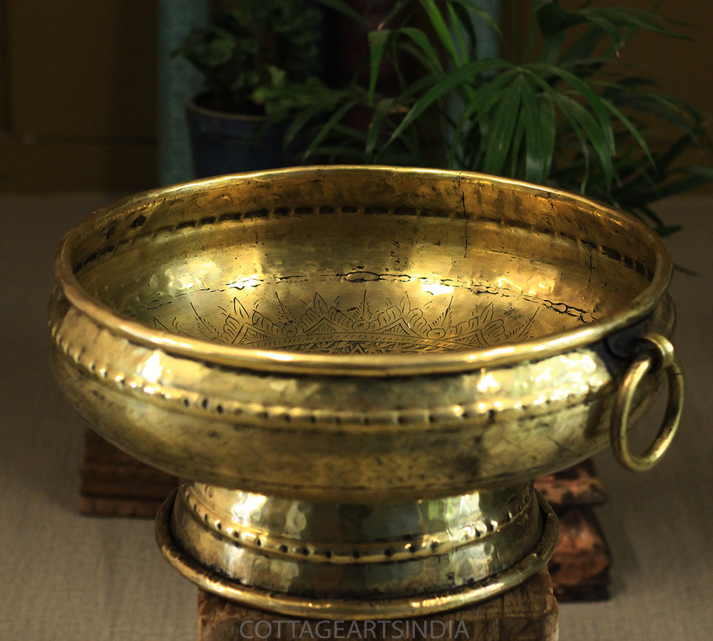 Brass Vintage Carved Planter