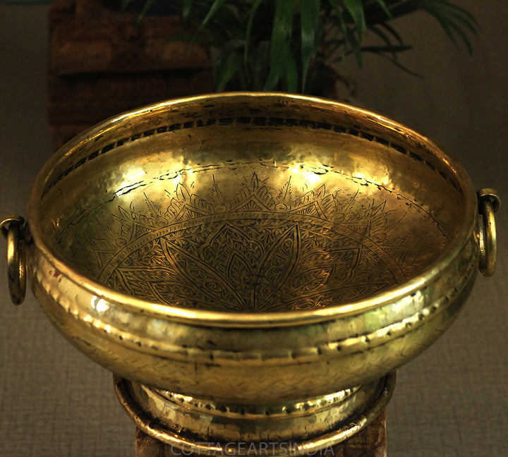 Brass Vintage Carved Planter