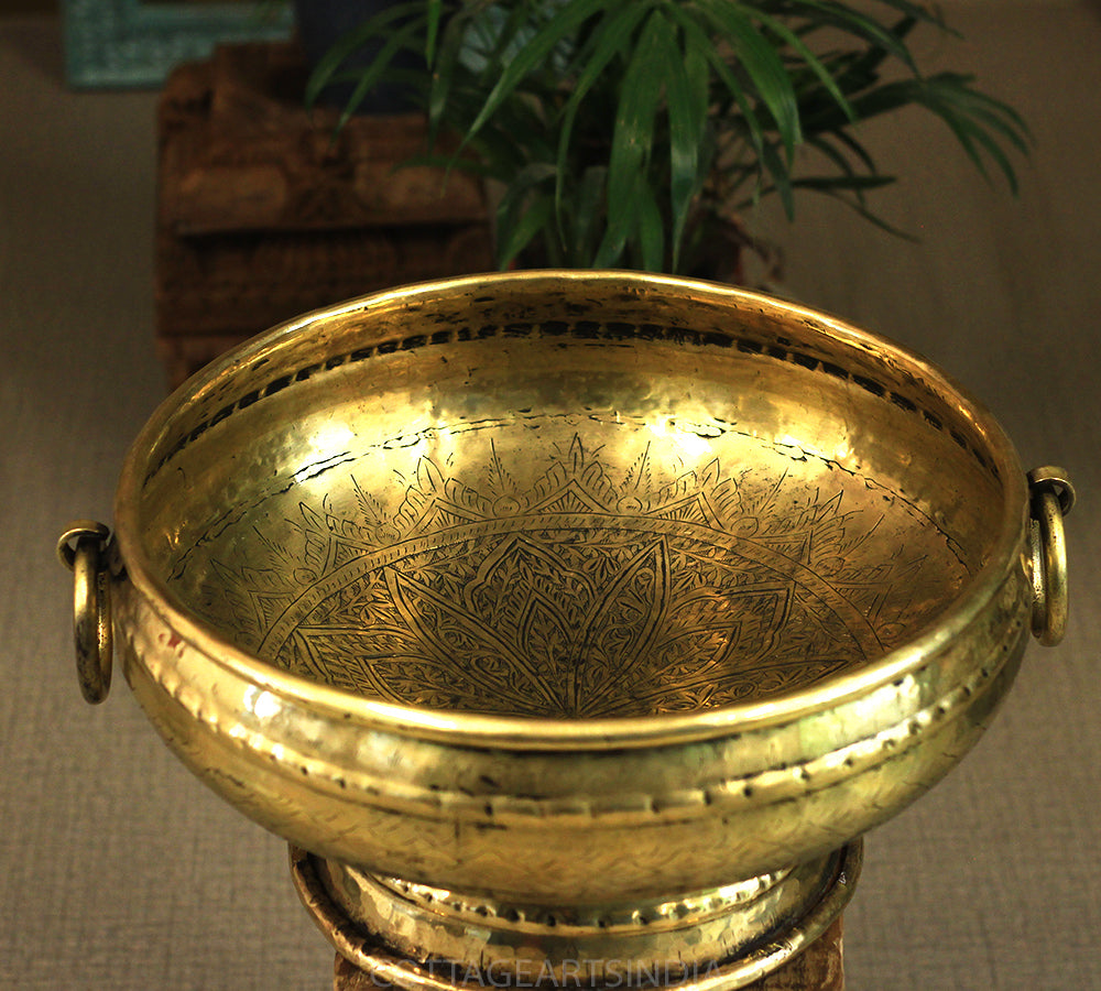 Brass Vintage Carved Planter