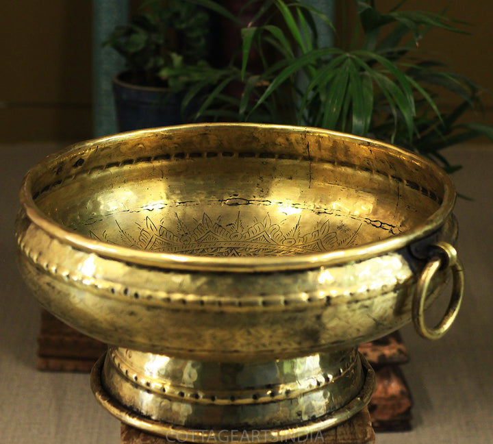 Brass Vintage Carved Planter