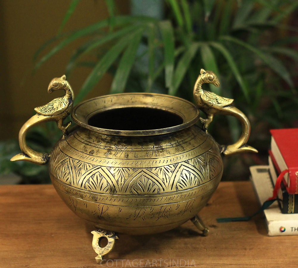 Brass Vintage Carved Planter