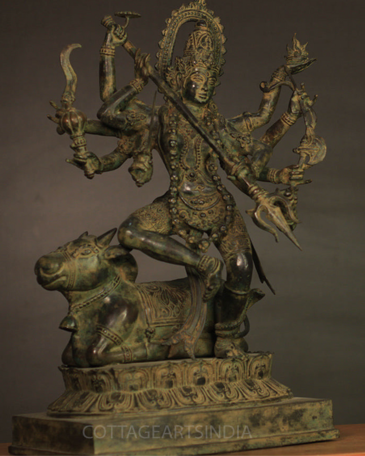 Balinese Bronze 10 Armed Durga Mahisura Mardini 18"