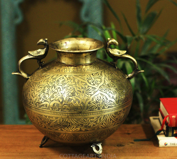 Brass Vintage Carved Planter