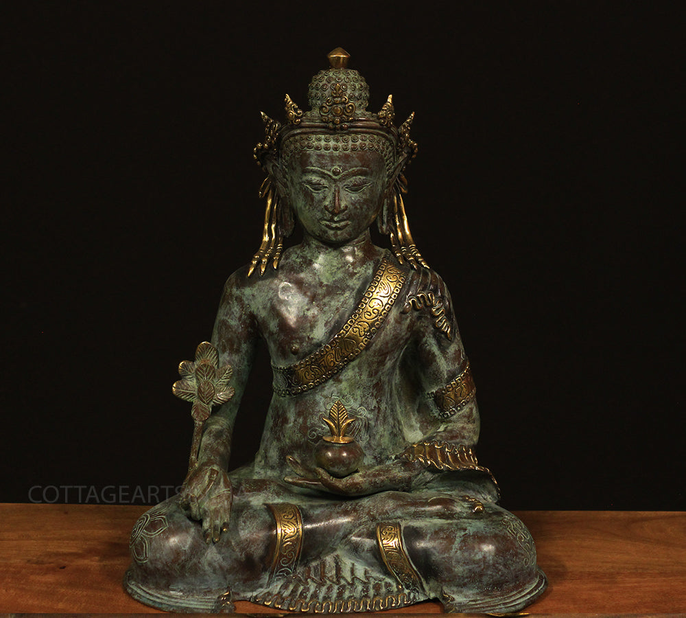 Bronze Buddha Green Patina Finish 20"