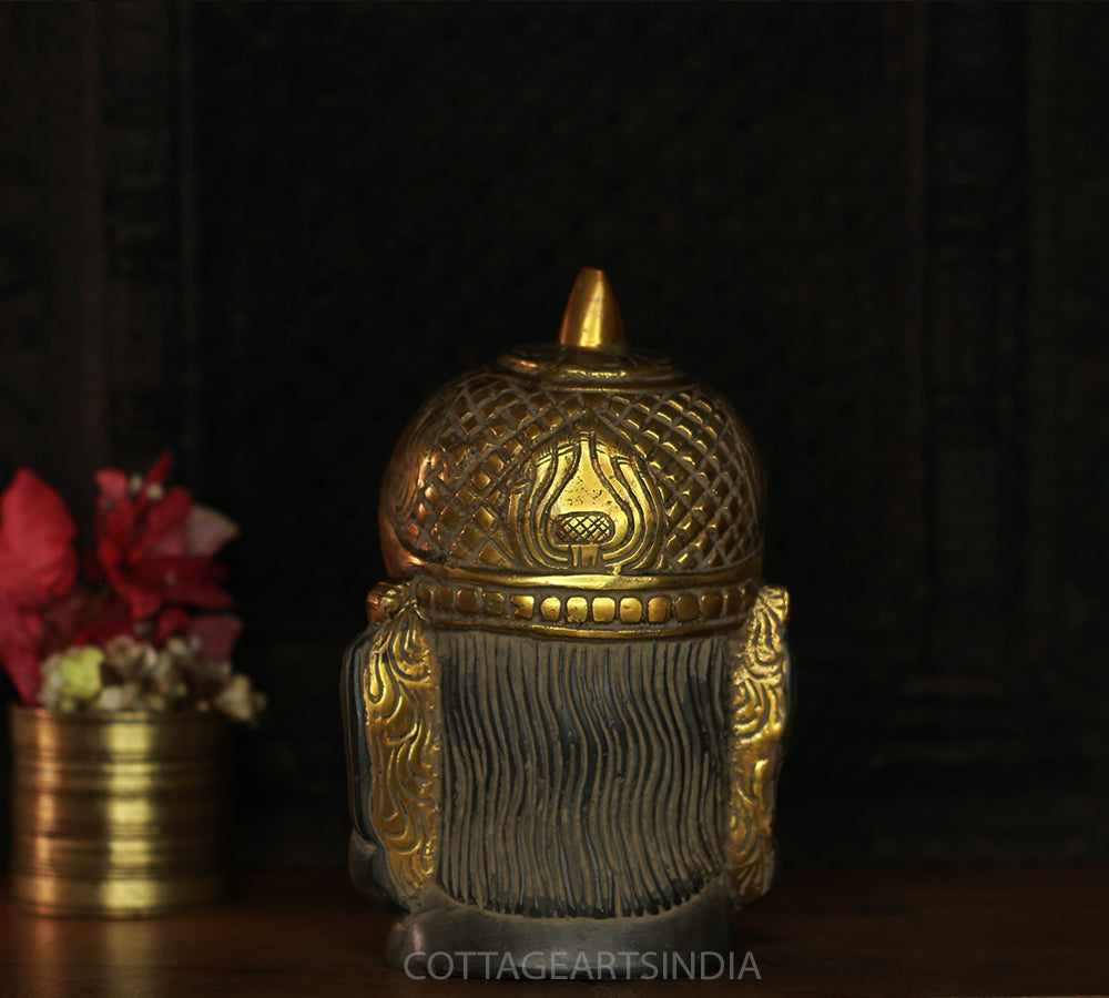 Brass Hanuman Face in Antique Black and  Gold