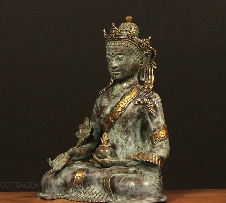 Bronze Buddha Green Patina Finish 20"