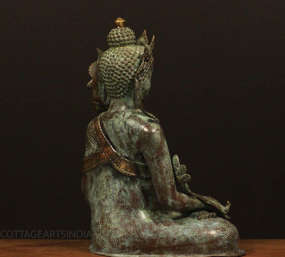 Bronze Buddha Green Patina Finish 20"