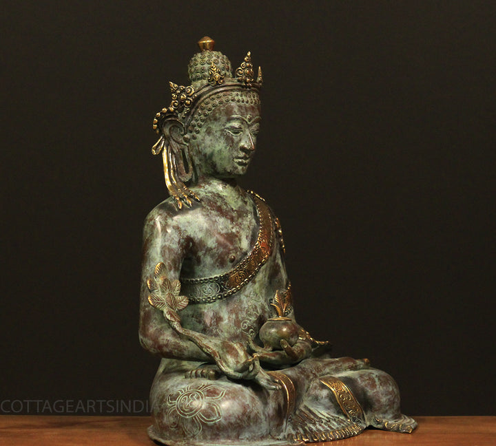 Bronze Buddha Green Patina Finish 20"