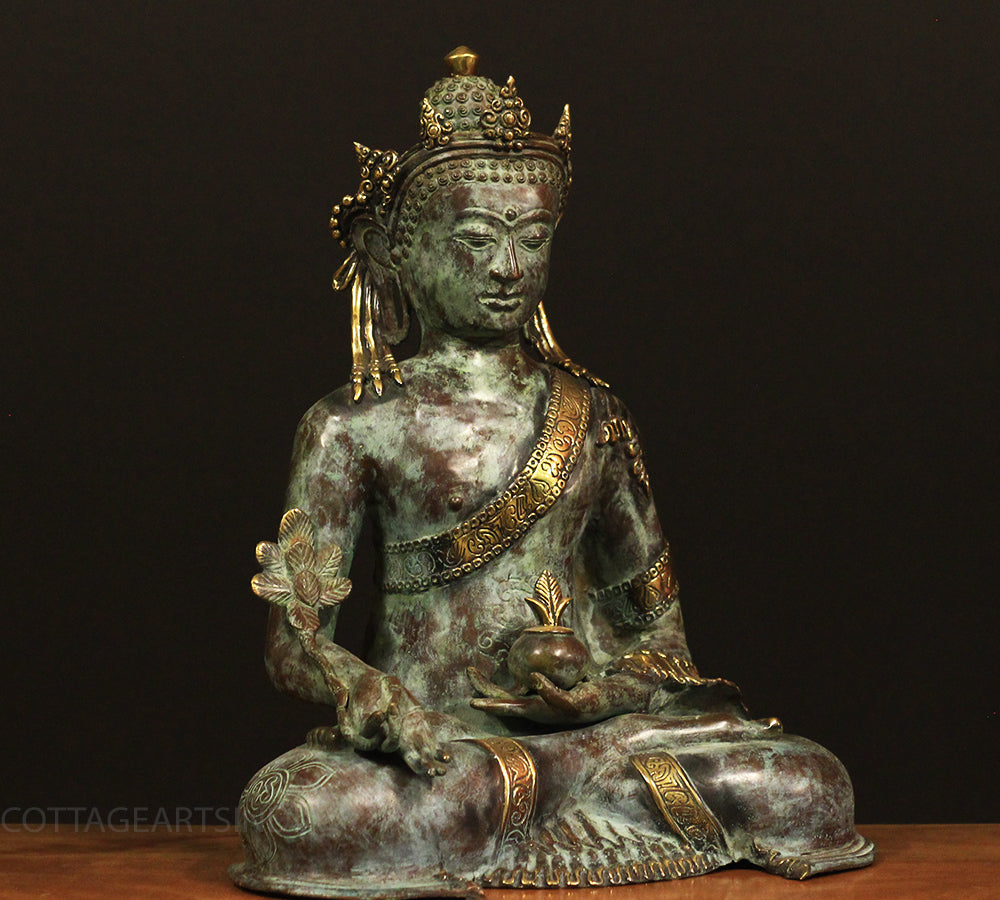 Bronze Buddha Green Patina Finish 20"