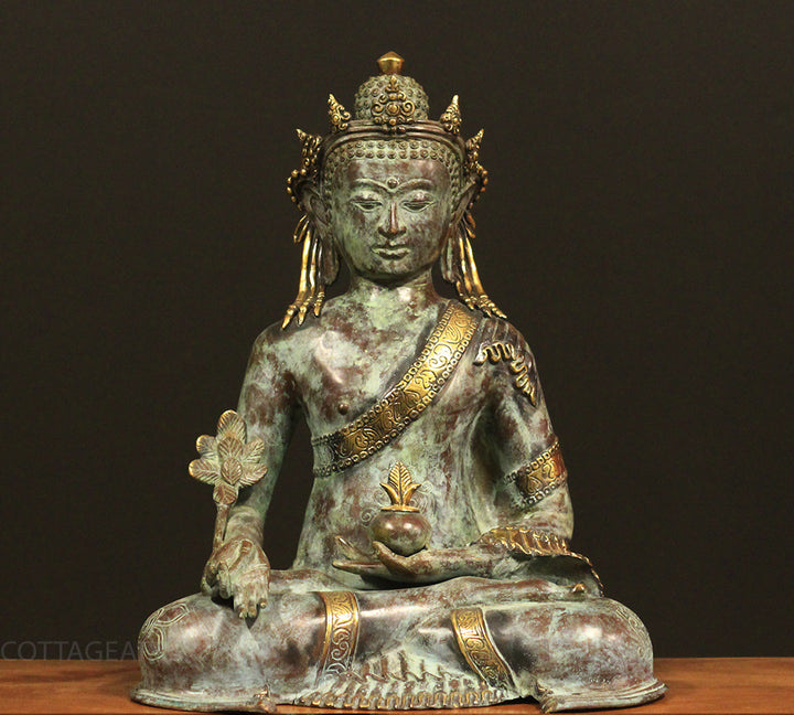 Bronze Buddha Green Patina Finish 20"