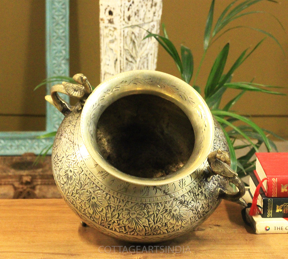 Brass Vintage Carved Planter