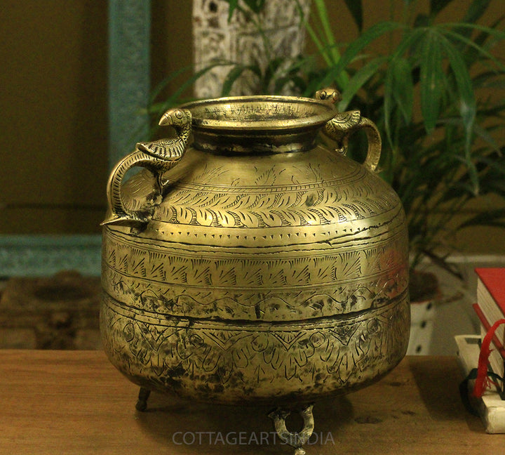 Brass Vintage Carved Planter