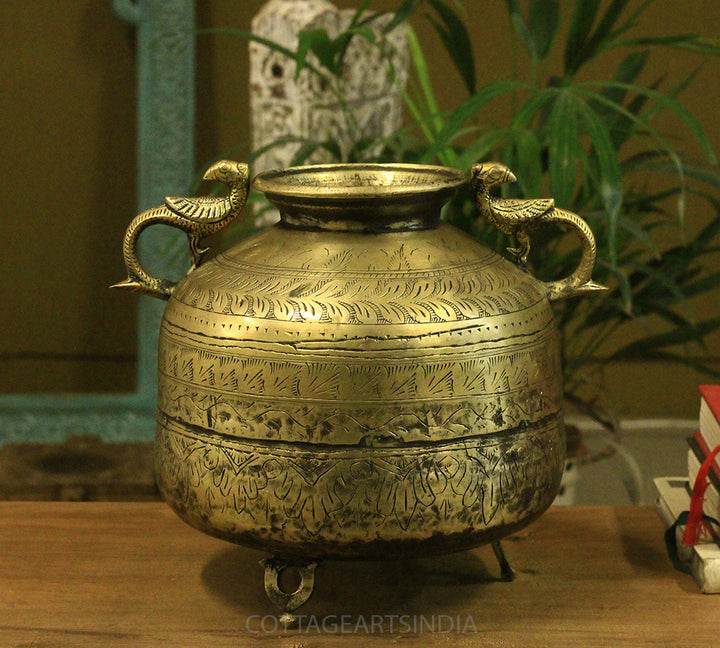 Brass Vintage Carved Planter