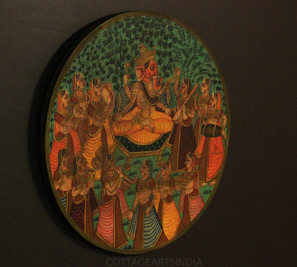 Miniature Painting on Wood - Ganeshji