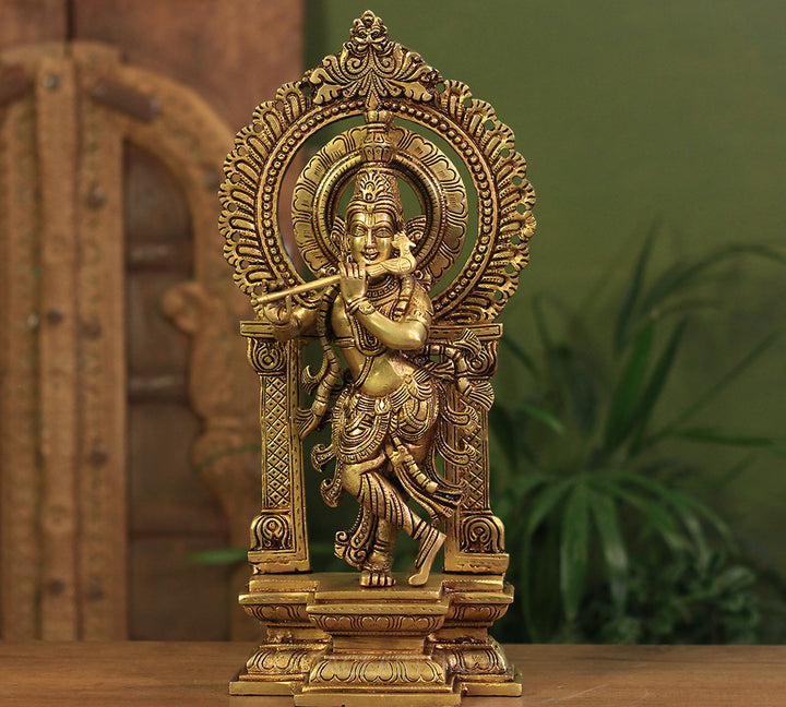 Brass Krishna In Prabhawali Superfine 16"