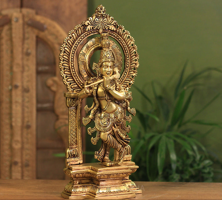 Brass Krishna In Prabhawali Superfine 16"