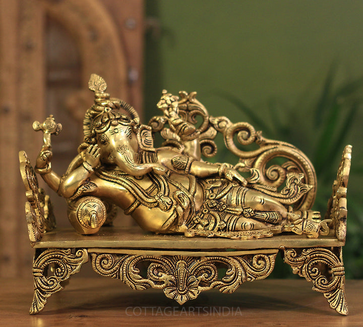 Brass Relaxing Ganesh ji