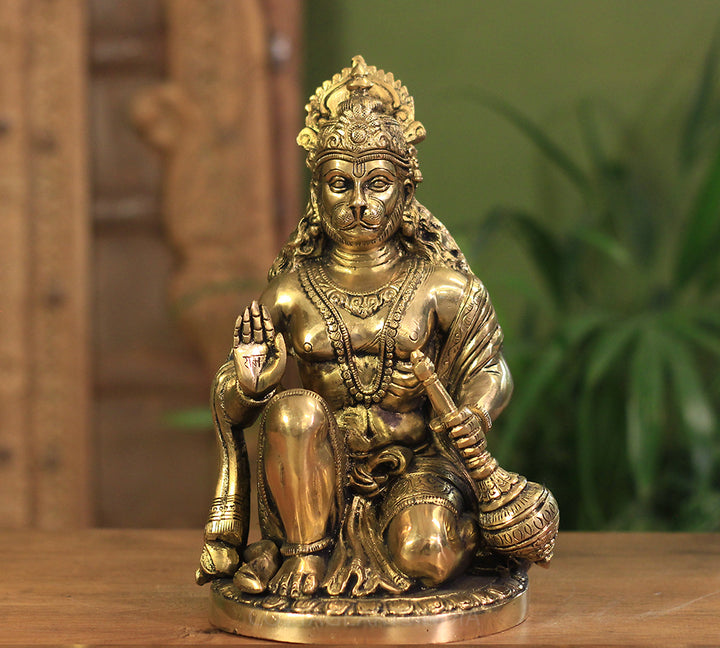 Brass Hanuman Sitting 9"