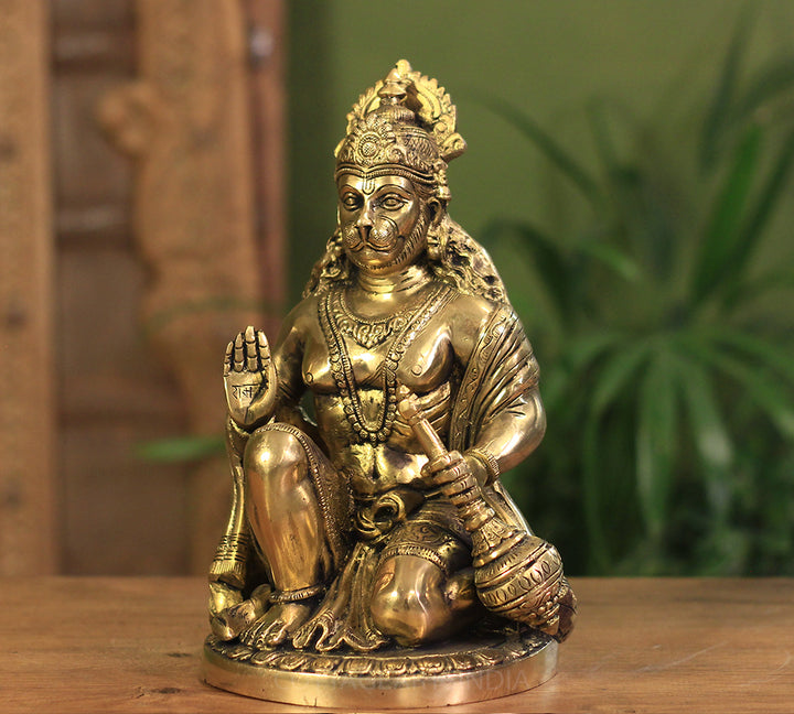 Brass Hanuman Sitting 9"