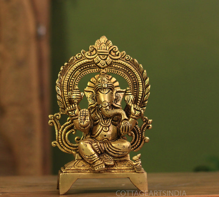 Brass Ganesh Prabhawal 6.5"