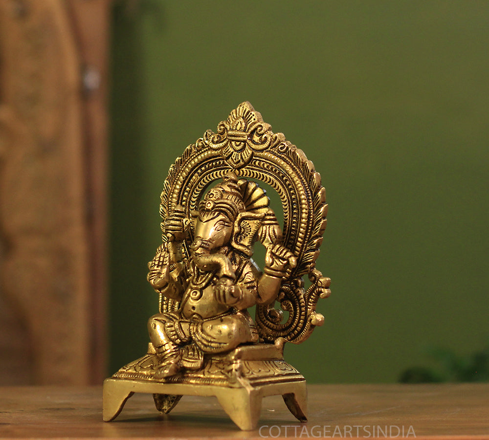 Brass Ganesh Prabhawal 6.5"