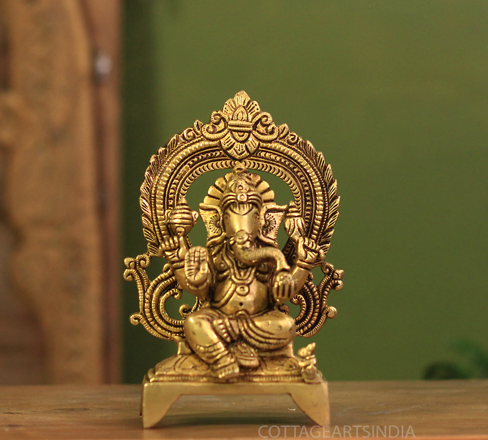 Brass Ganesh Prabhawal 6.5"