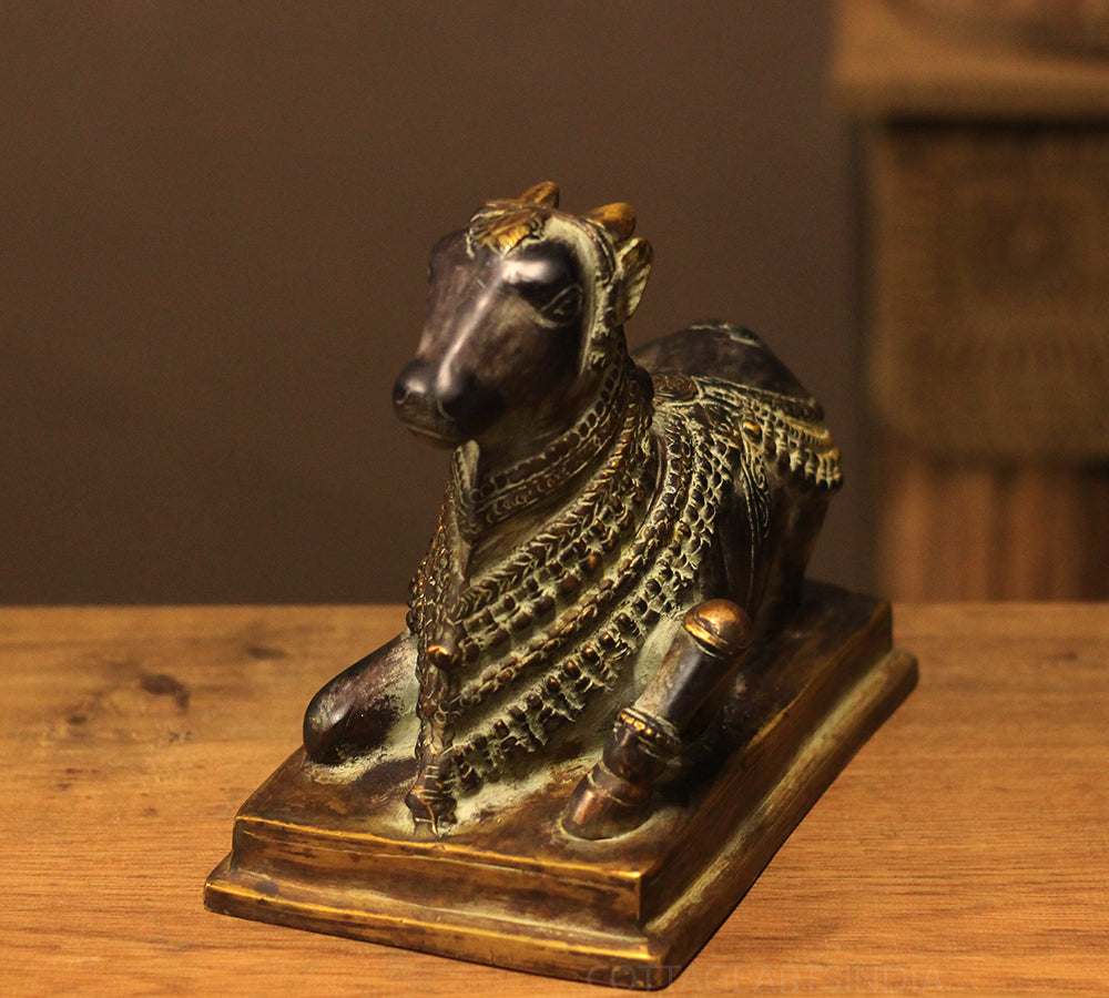 Brass Nandi In Antique Black Finish