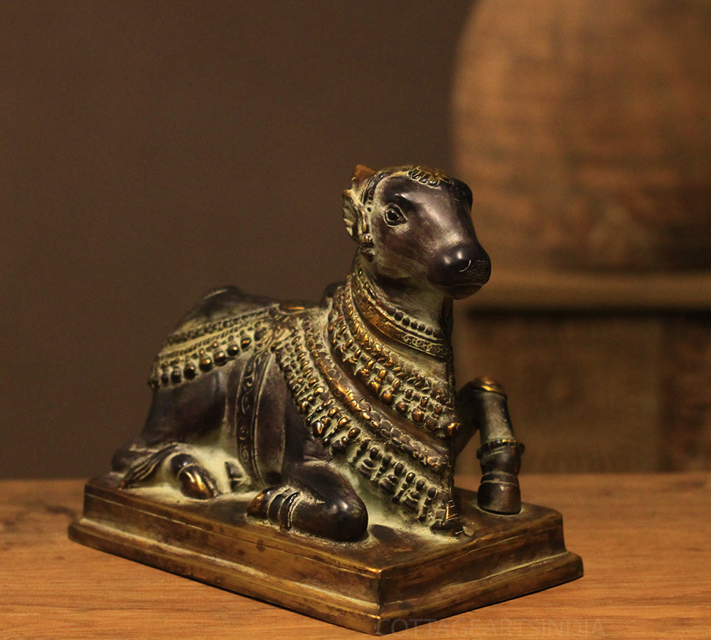 Brass Nandi In Antique Black Finish