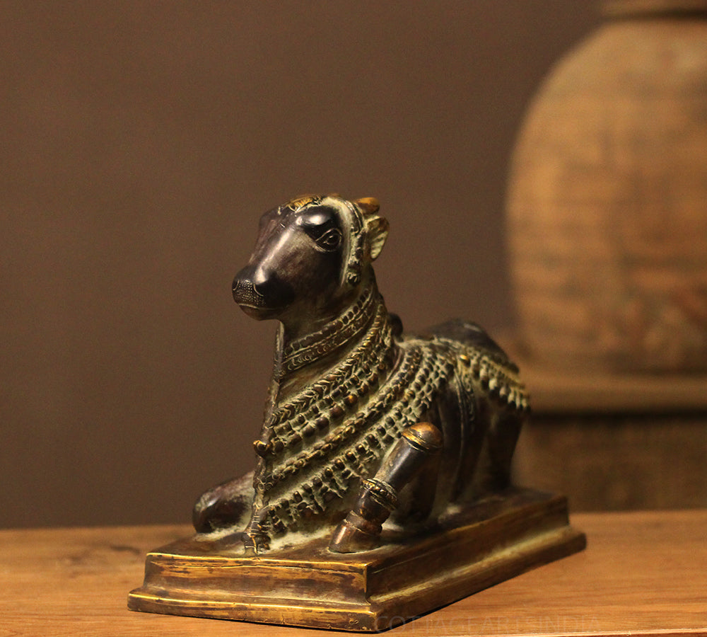 Brass Nandi In Antique Black Finish