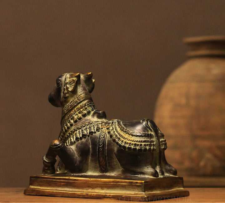 Brass Nandi In Antique Black Finish