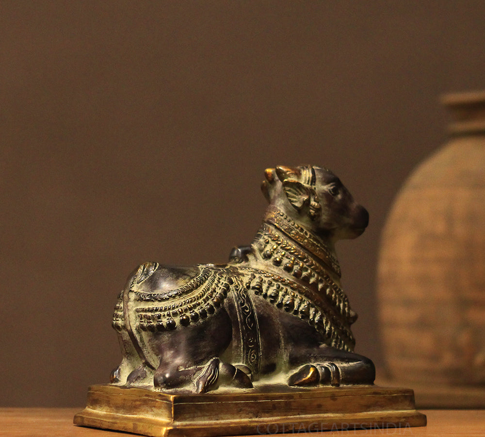 Brass Nandi In Antique Black Finish