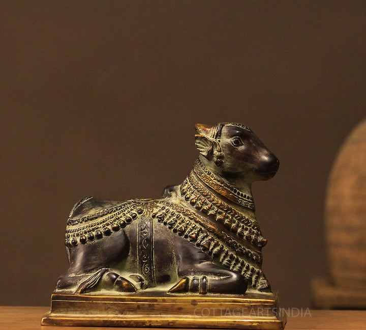 Brass Nandi In Antique Black Finish