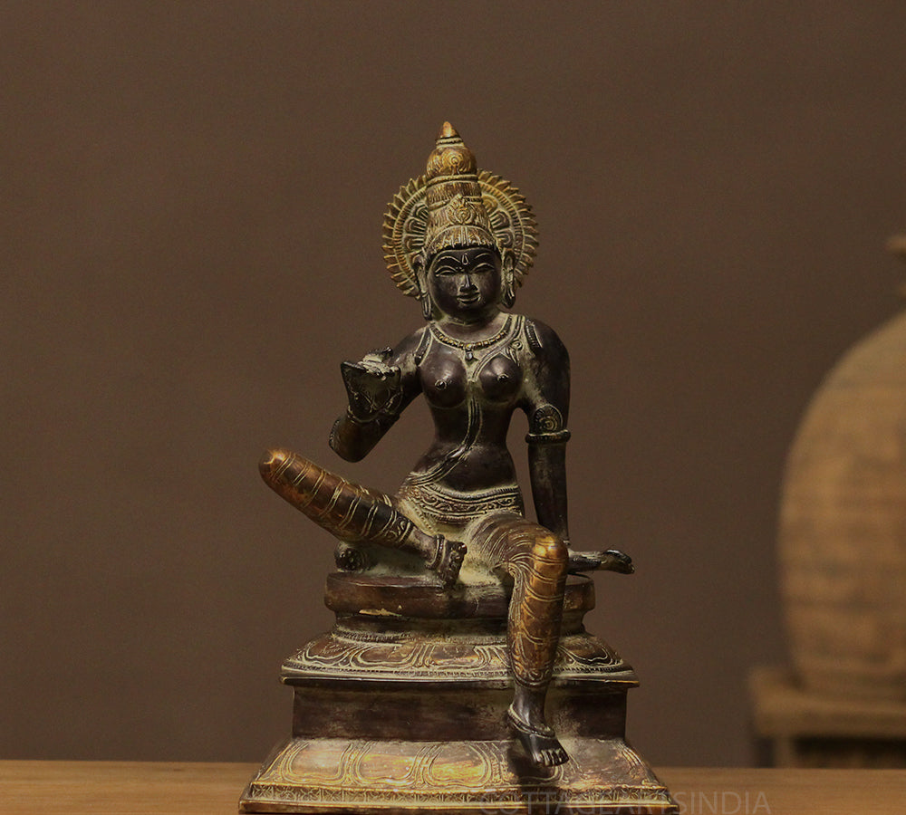 Brass Parvati Sitting 13"