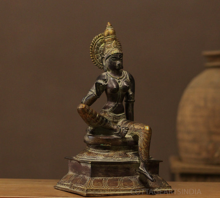 Brass Parvati Sitting 13"