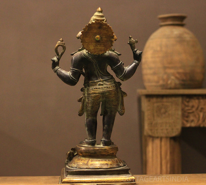 Brass Four Arm Standing Ganesh 20"