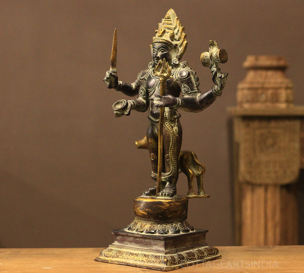 Brass Bhairav Black Antique Finish 18"