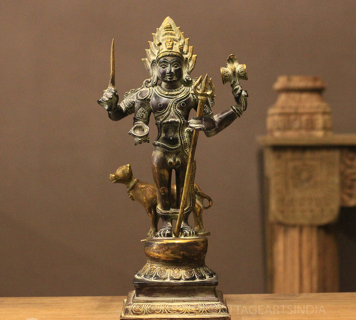 Brass Bhairav Black Antique Finish 18"