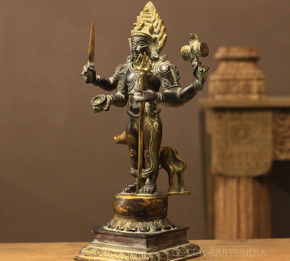 Brass Bhairav Black Antique Finish 18"