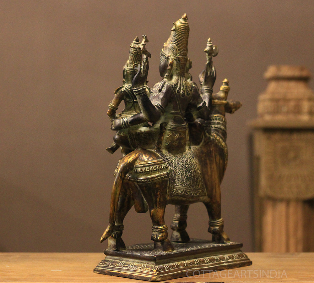 Brass Shiva Parvati on Bull 16"