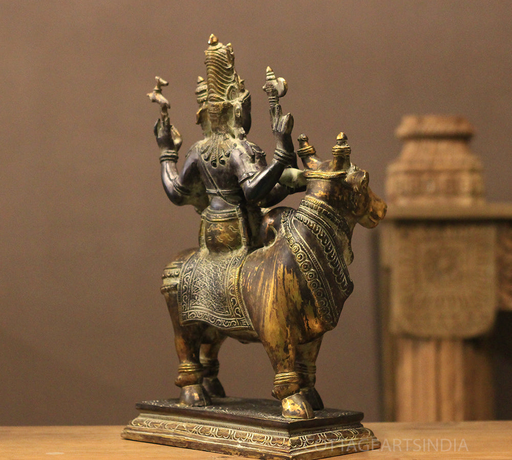 Brass Shiva Parvati on Bull 16"